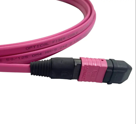 MPO MTP Zirconia Keramik Konektor 3,0mm Cable Diameter -40.C sampai 85.C PVC/LSZH Jacket 20m Panjang