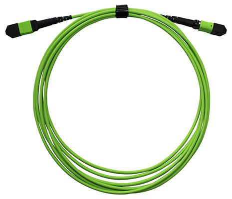 24-Fiber Multi Mode MPO MTP Kabel Serat Optik In Lime Green LSZH Jacket