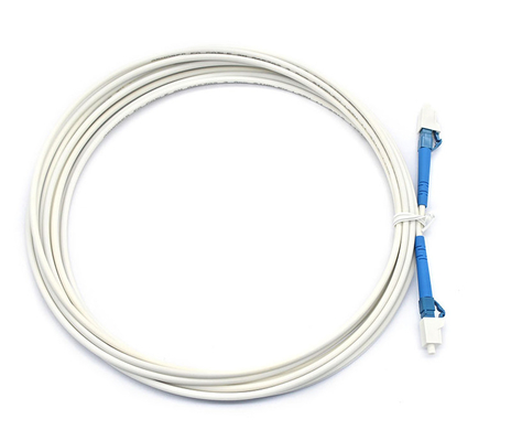 Low Insertion Loss LC Patch Cord Fiber Cable Duplex Simplex Jacket Warna Putih Konektor Biru