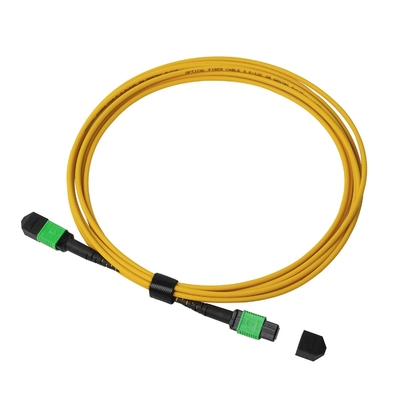 3m 10ft MTP-12 APC Wanita ke MTP-12 APC Wanita Mode Tunggal OS2 Plenum MPO Patch Cord Kuning