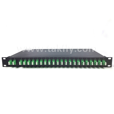 100 GHz AWG 40CH DWDM MUX DEMUX dengan Fiber Height -100-0μm dan Diameter Kabel 0,9mm