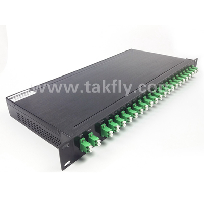 100 GHz AWG 40CH DWDM MUX DEMUX dengan Fiber Height -100-0μm dan Diameter Kabel 0,9mm