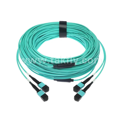 24 Core MTP Trunk Cable Fiber Optic Jumper untuk Pusat Data FTTX PVC Disesuaikan