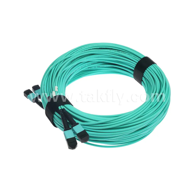 24 Core MTP Trunk Cable Fiber Optic Jumper untuk Pusat Data FTTX PVC Disesuaikan