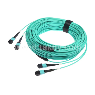 24 Core MTP Trunk Cable Fiber Optic Jumper untuk Pusat Data FTTX PVC Disesuaikan