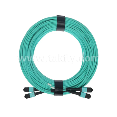 24 Core MTP Trunk Cable Fiber Optic Jumper untuk Pusat Data FTTX PVC Disesuaikan