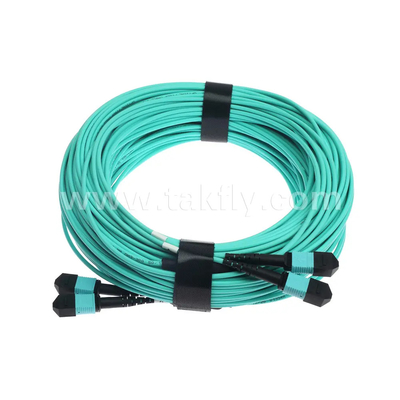 24 Core MTP Trunk Cable Fiber Optic Jumper untuk Pusat Data FTTX PVC Disesuaikan