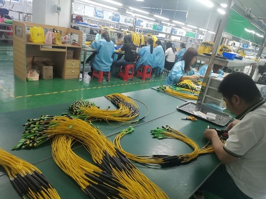 24 Core MTP Trunk Cable Fiber Optic Jumper untuk Pusat Data FTTX PVC Disesuaikan