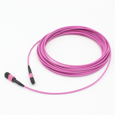 Elite Multimode OM4 50/125, Plenum OFNP Tipe B MPO patch cord 1m 3ft MTP-12 PC Wanita ke MTP-12 PC Wanita