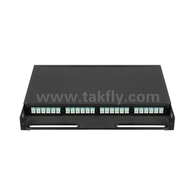 Black Fiber Optic MPO Cassette Manajemen Panel Patch MTP untuk Pusat Data FTTX