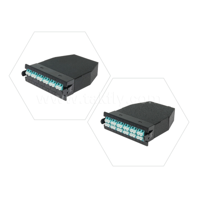 Black Fiber Optic MPO Cassette Manajemen Panel Patch MTP untuk Pusat Data FTTX