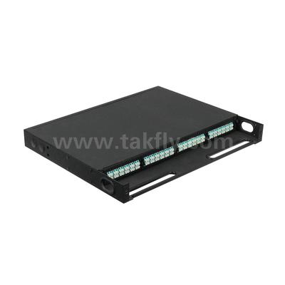 Black Fiber Optic MPO Cassette Manajemen Panel Patch MTP untuk Pusat Data FTTX
