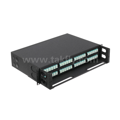 Black Fiber Optic MPO Cassette Manajemen Panel Patch MTP untuk Pusat Data FTTX