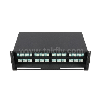 Black Fiber Optic MPO Cassette Manajemen Panel Patch MTP untuk Pusat Data FTTX