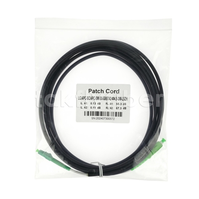 Telecom Grade CPR Dca Bersertifikat 4.5mm Double Shealth Fiber Optic Patchcord SM G657AB3 LSZH Black Jacket SCAPC ke LCAPC