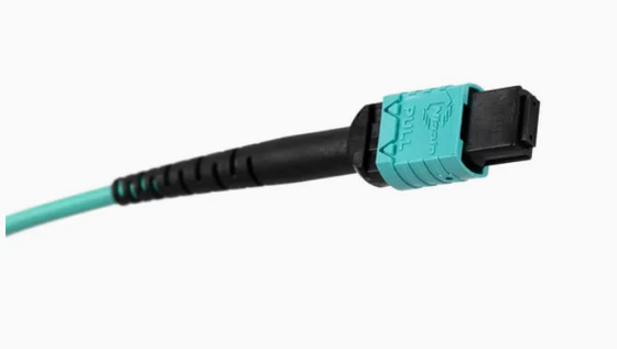 MTP Kompatibel Om3 MPO ke MPO Kabel Serat Optik untuk Qsfp+Transceiver Komunikasi 5g Tipe B