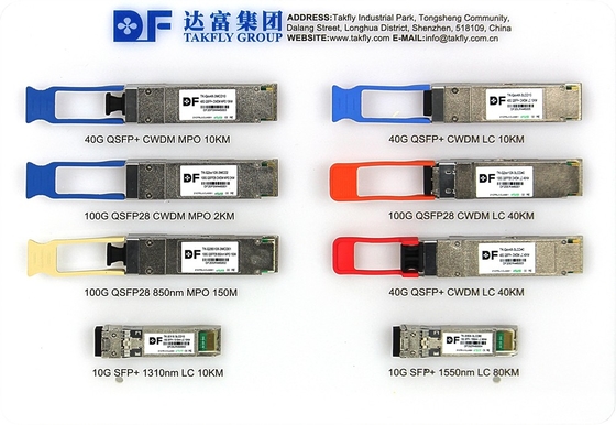 Sisi klien 100Gbps 10KM QSFP28 LR4 dengan DDM Transceiver Fiber Daya Tinggi Panjang 1m Koneksi Telekom
