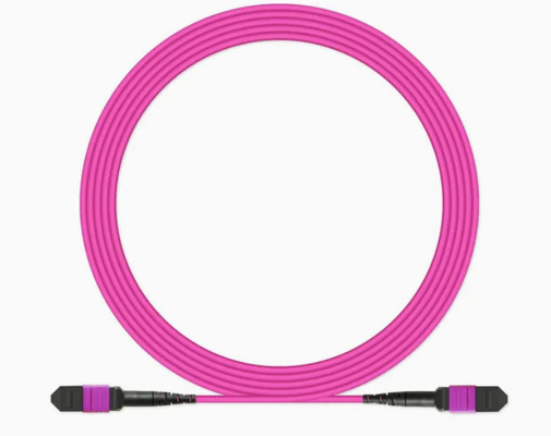 Fleksibel MPO/MTP 12 Serat Serat Optik Patch Cord -20C- 70C untuk Lingkungan yang Berbeda