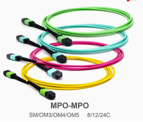 8/12/24core 2m-50m Densitas Tinggi PVC/LSZH UL Sertifikasi Wanita/ Pria MPO-MPO Sm Om3 Om4 Om5 Trunk Cable Patch Cord Fiber Optic Jumper