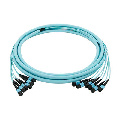Kabel Trunk MPO/MTP 12/24/48/96/144 Core dengan Mode Serat 50/125um dan Selubung Luar PVC/LSZH Patchcord Serat Optik