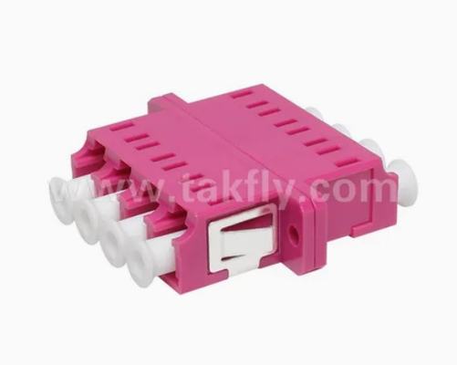 LC Quad APC Upc 4 Core Fiber Optic Adapter dengan Flange Simplex dan Duplex Body Style