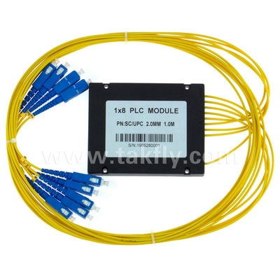 Gpon Epon 1X8 SC APC ABS FTTX Fiber Optic PLC Splitter Keandalan dan stabilitas tinggi