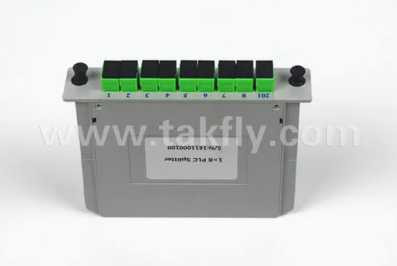 1*8 Single Mode G657A1 Fiber Casette Type LGX PLC Splitter dengan Konektor Sc/APC Keandalan dan stabilitas tinggi
