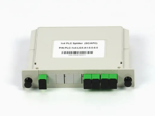 1x4 FTTX Gpon Fiber Casette Type LGX PLC Splitter dengan Konektor Sc/APC Keandalan dan stabilitas tinggi