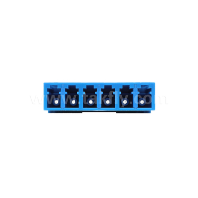 Adaptor LC/UPC 6 Ways, SM OS2, Biru, Tanpa Flange Mode Tunggal untuk Jaringan