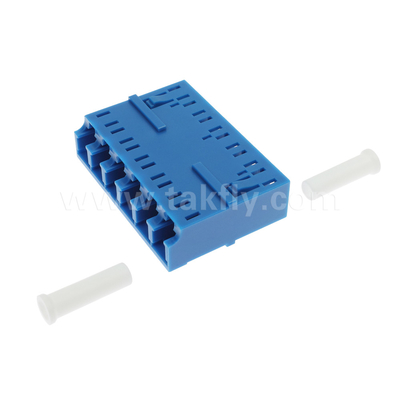 Adaptor LC/UPC 6 Ways, SM OS2, Biru, Tanpa Flange Mode Tunggal untuk Jaringan