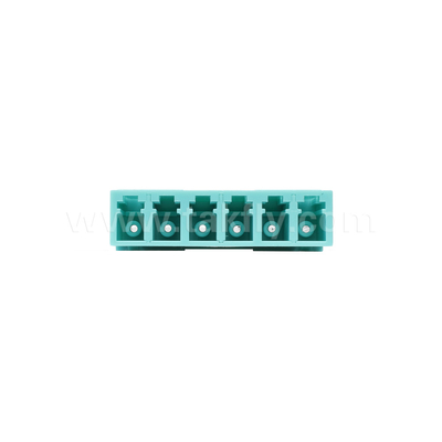 LC/PC 6 Way Adapter, MM OM3 ((Aqua), OM4 ((Violet) Biru, Tanpa Flange