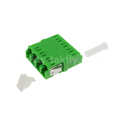 4 Port Densitas Tinggi LC/APC Quad Type Inner Shutter Adapter Single Mode OS2, Hijau Tanpa Flange untuk Jaringan