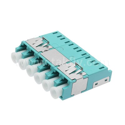 APC Polishing 6 Port LC Quad Dust Proof Adapter V2 untuk koneksi serat optik yang cepat dan akurat