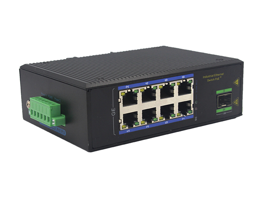 8-Port Industrial Gigabit POE Switch dengan SFP DIN-Rail Mount
