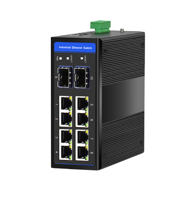 8-Port Industrial Gigabit POE Switch dengan 2 SFP Slots DIN-Rail Mount