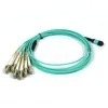 Kabel Fiber Optik Fanout LC ke MPO OM3 12 Inti LSZH Bersertifikasi CPR