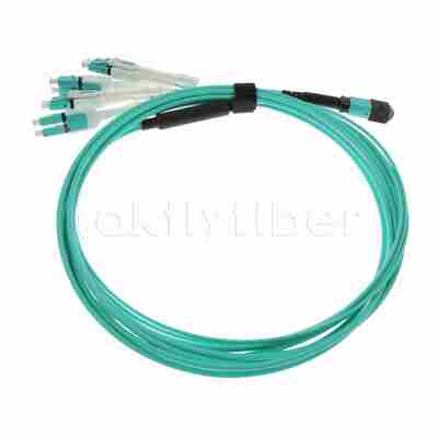 Harness Serat Optik 12F MPO-LC Uniboot MPO Breakout Patch Cable, Plenum (OFNP), 0,35dB Maks.