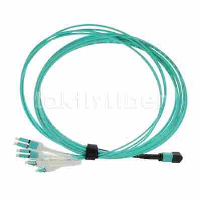 Harness Serat Optik 12F MPO-LC Uniboot MPO Breakout Patch Cable, Plenum (OFNP), 0,35dB Maks.