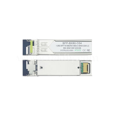 SFP 1.25gbps 80km LC Reach Tx1490nm/Rx1550nm Bi-Directional Optical Transceiver untuk Pusat Data FTTX