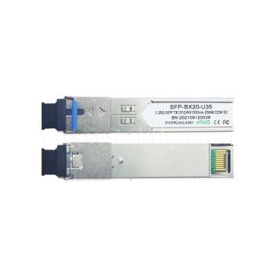SFP Optical Transceiver Module 1.25Gbps 20KM SC Bi-Directional untuk Pusat Data FTTH FTTX