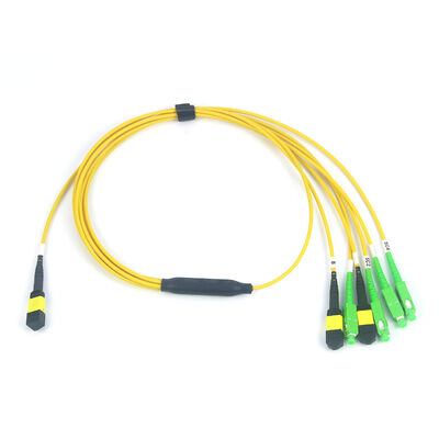 Kabel Patch MPO MTP 12F Presisi ke 4x SC/APC dengan Mode Serat 50/125um untuk Aplikasi FTTH Drop & Pengujian