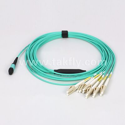 12F MPO MTP ke LC OM3 Breakout Cable untuk High-Density Server dan Switch Aggregation
