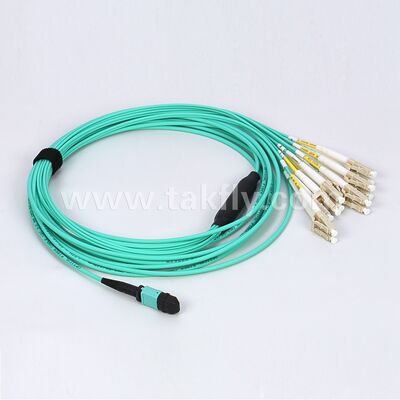 12F MPO MTP ke LC OM3 Breakout Cable untuk High-Density Server dan Switch Aggregation