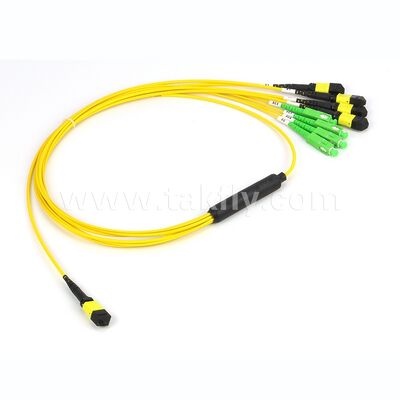 Kabel Patch Serat Optik MPO-CS Breakout Serat Optik untuk Pusat Data