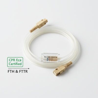 CPR Eca Certified SC SM G657A 2.0*3.0mm Patchcord Serat Optik Tak Terlihat untuk FTTH dan FTTR