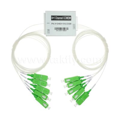 CCWDM 8 + 1 Saluran Multiplexer Divisi Panjang Gelombang Kasar Kompak G657A1 Serat Optik untuk Pusat Data FTTX