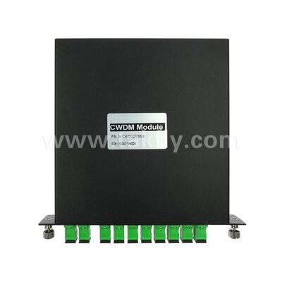 CWDM 8+1Channel MUX+DEMUX LGX Modul Serat Optik untuk Pusat Data FTTX