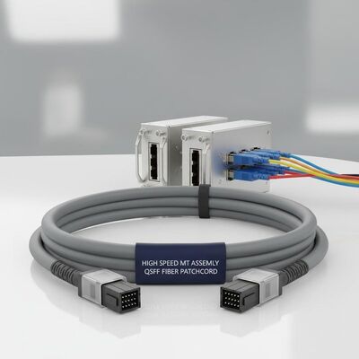 High Speed Low Loss Customizable MT Assembly Fiber Optic Patchcord untuk modul QSFP