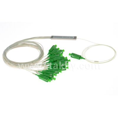 PLC Splitter 1*N Steel Tube SC APC/UPC 0.9mm Serat optik untuk Pusat Data Telecom FTTX