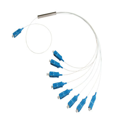 PLC Splitter 1*N Steel Tube SC APC/UPC 0.9mm Serat optik untuk Pusat Data Telecom FTTX
